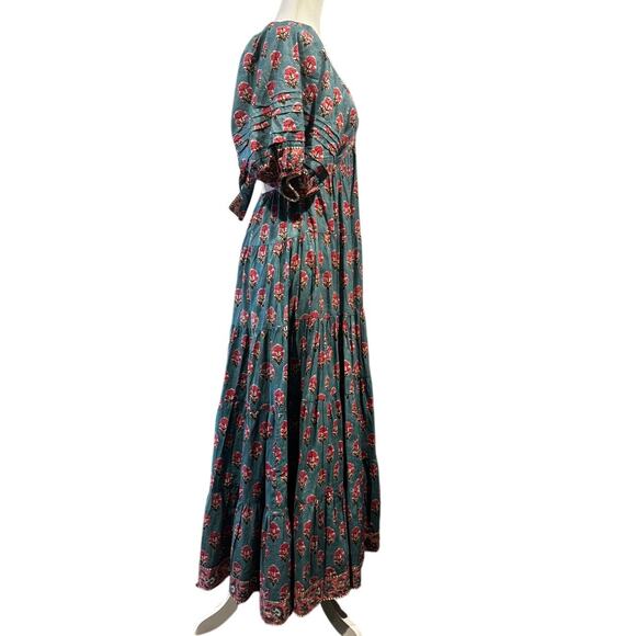 Saylor Floral Cotton Annaleise Maxi Dress Boho Resort Wear– XS - Picture 3 of 6